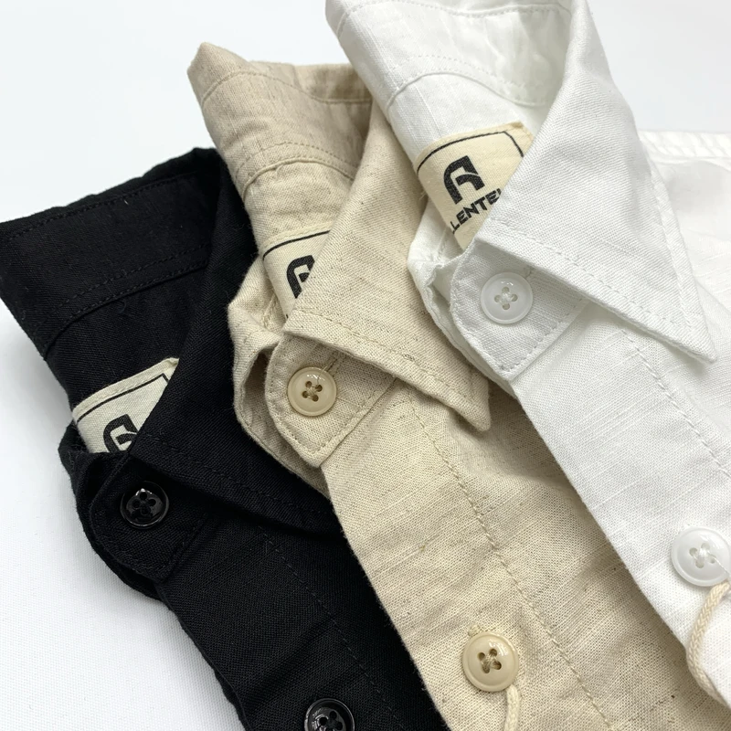 棉麻衬衫男夏季亚麻混纺日系复古欧美简约长袖大码休闲白色衬衣女