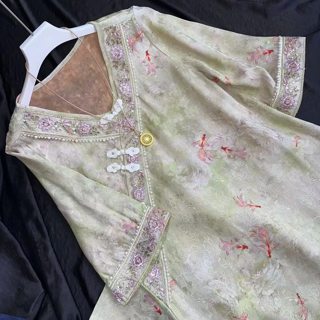 0222-常熟新中式【荷月坞】气质长款夏季新款透气