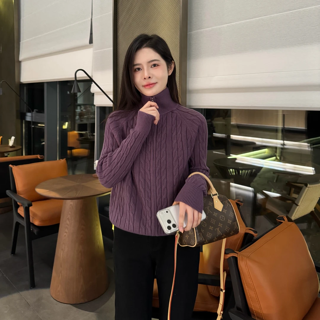SUMU/宿慕韩版时尚加厚针织开衫舒适宽松拉链毛衣2535小雨女装