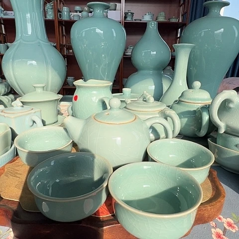 汝瓷西施壶一壶四杯微瑕福利