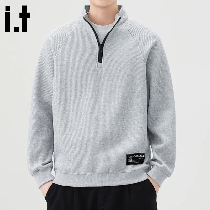 i.t:CHOCOOLATE半拉链卫衣男士2025秋冬新款宽松百搭休闲长袖上衣
