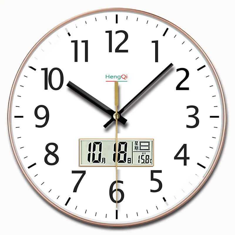 恒齐简约静音钟表万年历客厅装饰钟表时尚创意卧室石英钟轻奢个性