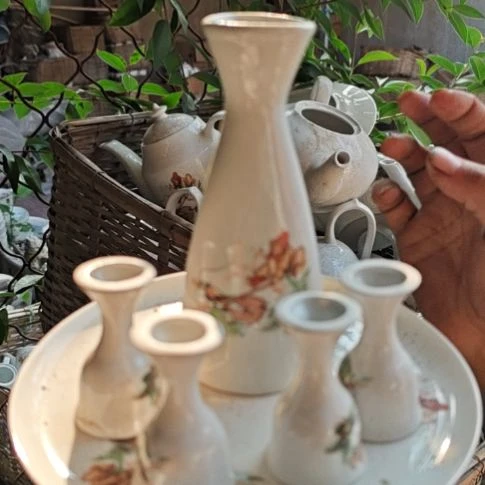 库存微瑕三打白骨精温酒壶一套