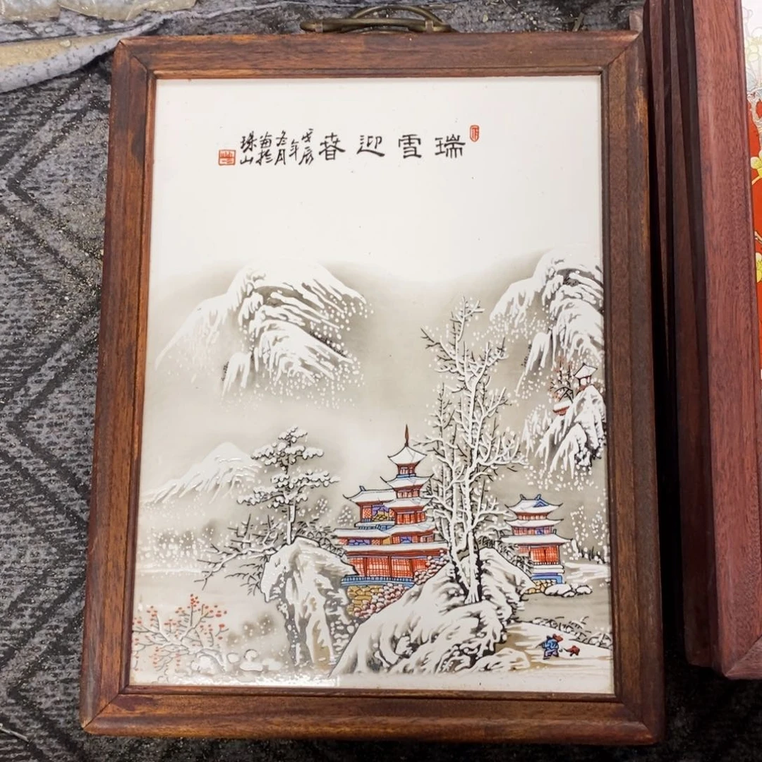 瓷片37*28 景德镇瓷板画柴窑烧制