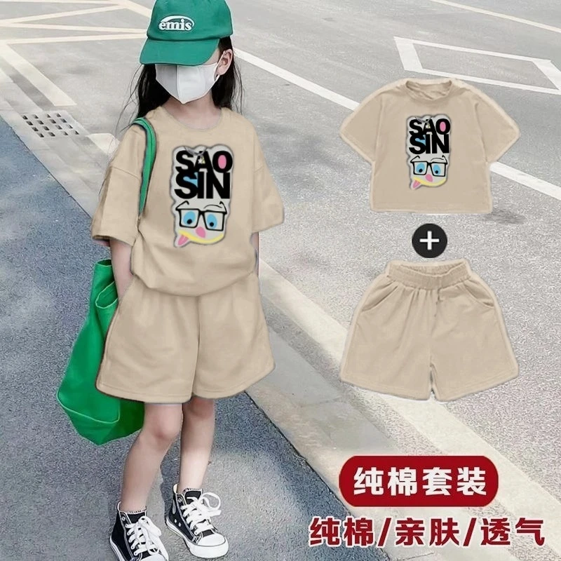 儿童套装男女童夏季新款韩版小童卡通印花短袖宝宝短裤T恤两件套