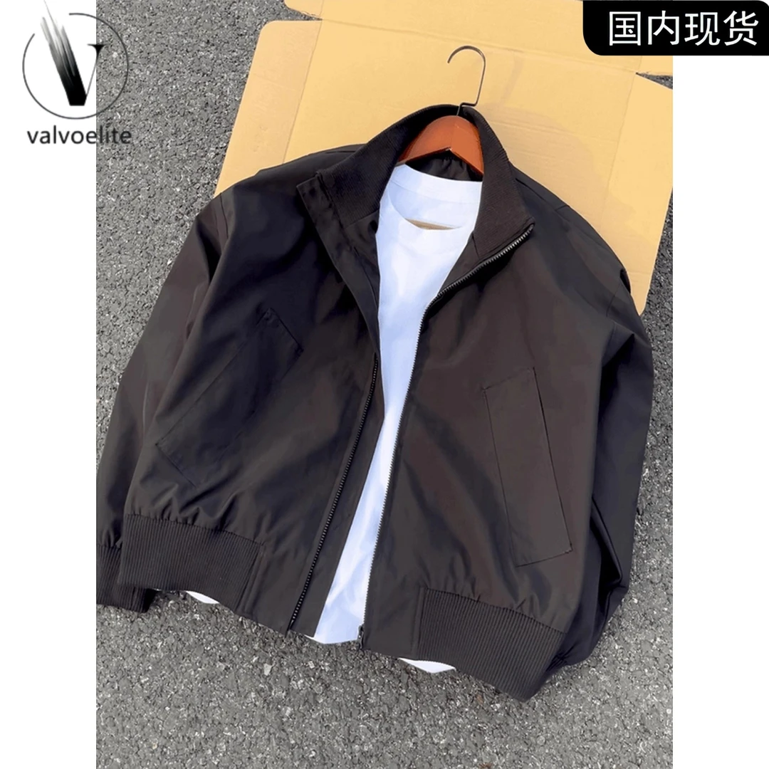 黑色立领短款飞行夹克男款秋季美式高级感外套cleanfit痞帅棒球服