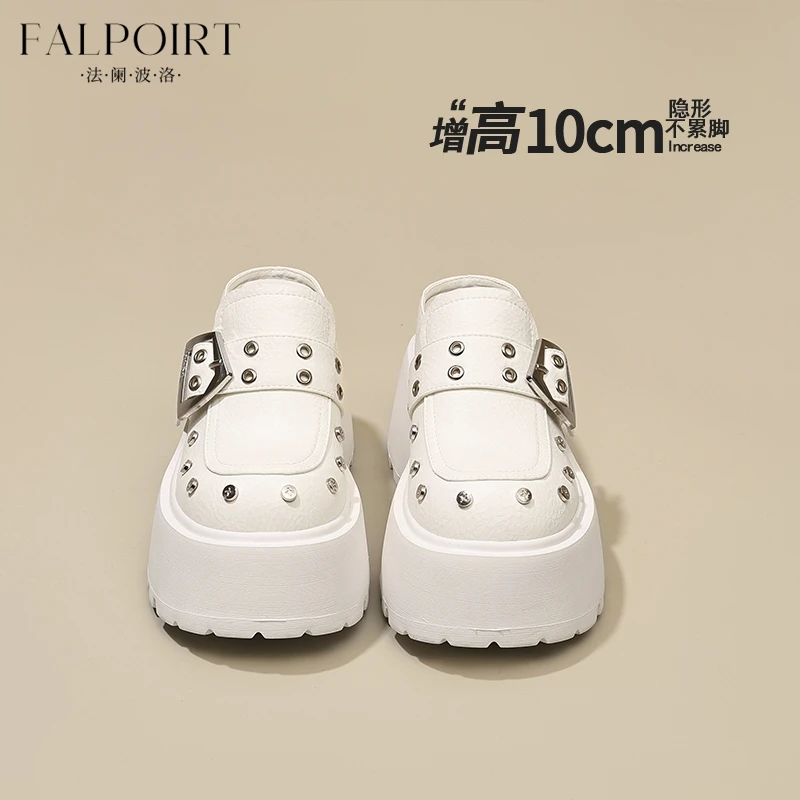 FALPOIRT网红爆款潮酷厚底包头半拖鞋女铆钉金属扣2025春夏季新款