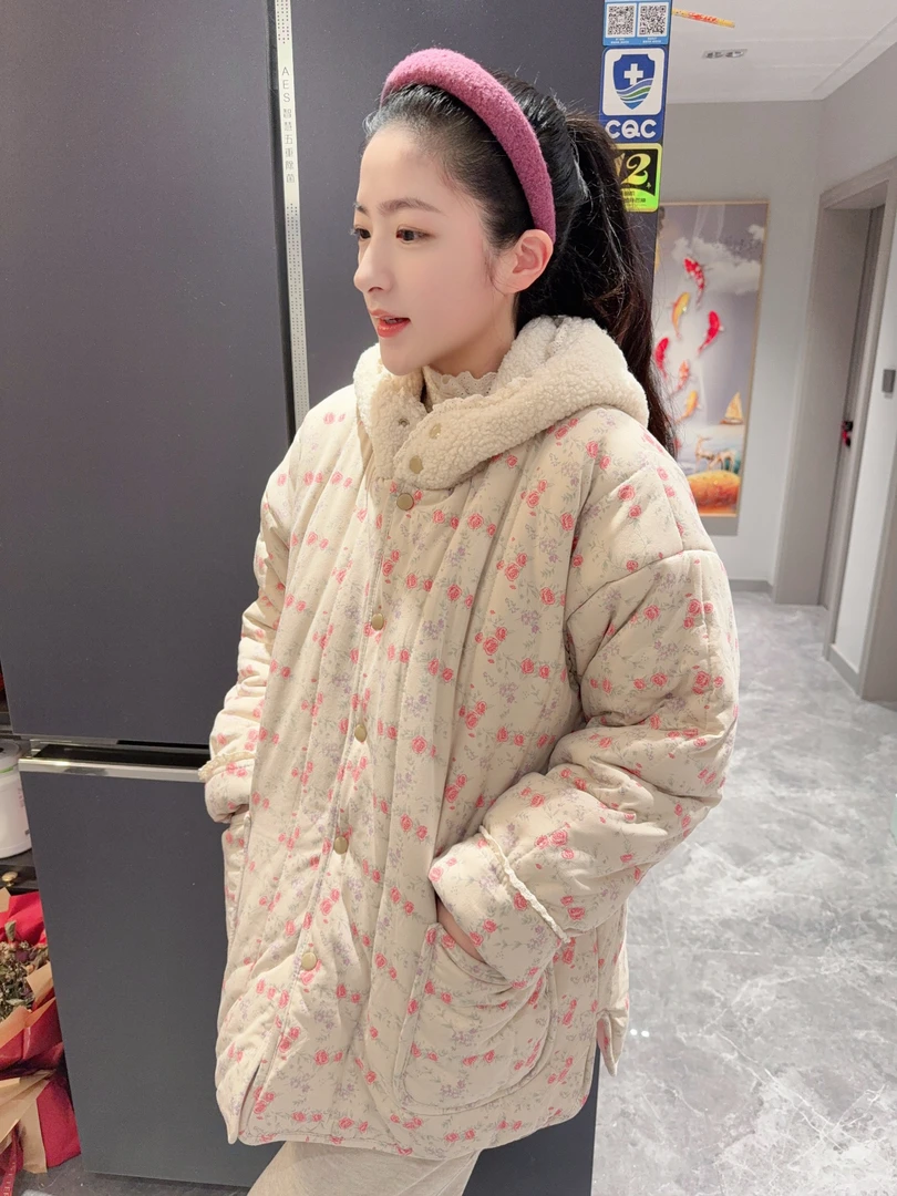 CBLM家300g新疆棉【戴帽玫瑰】宽松显瘦家居服