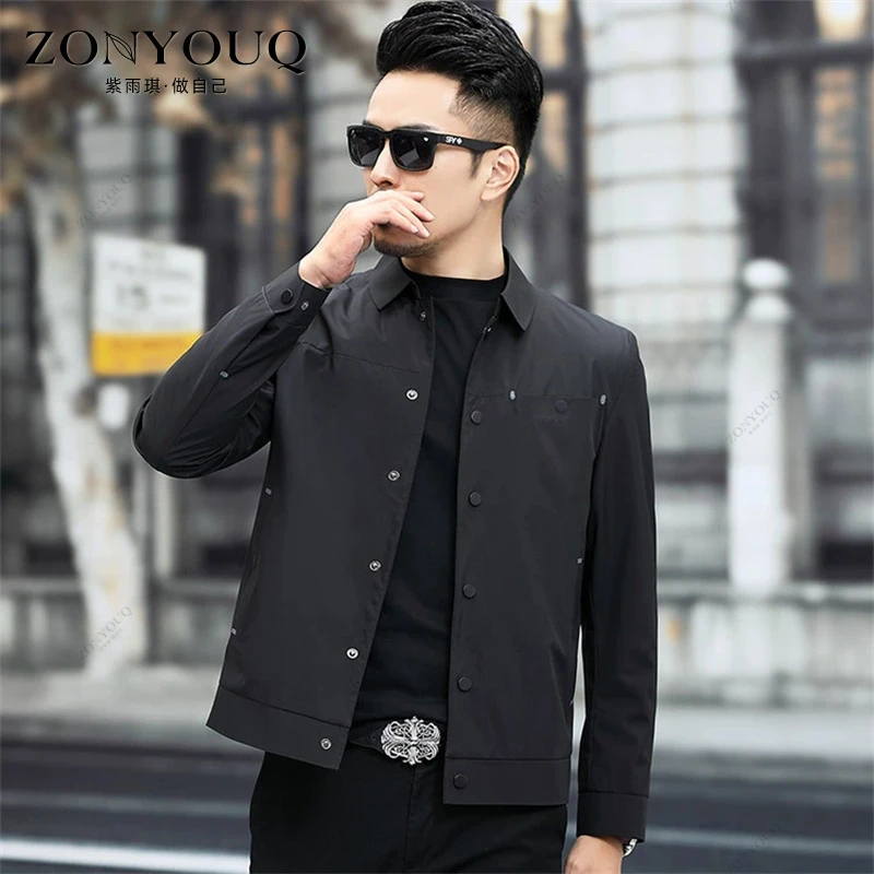 翻领夹克男2025秋季新款中年商务休闲短款外套潮流上衣