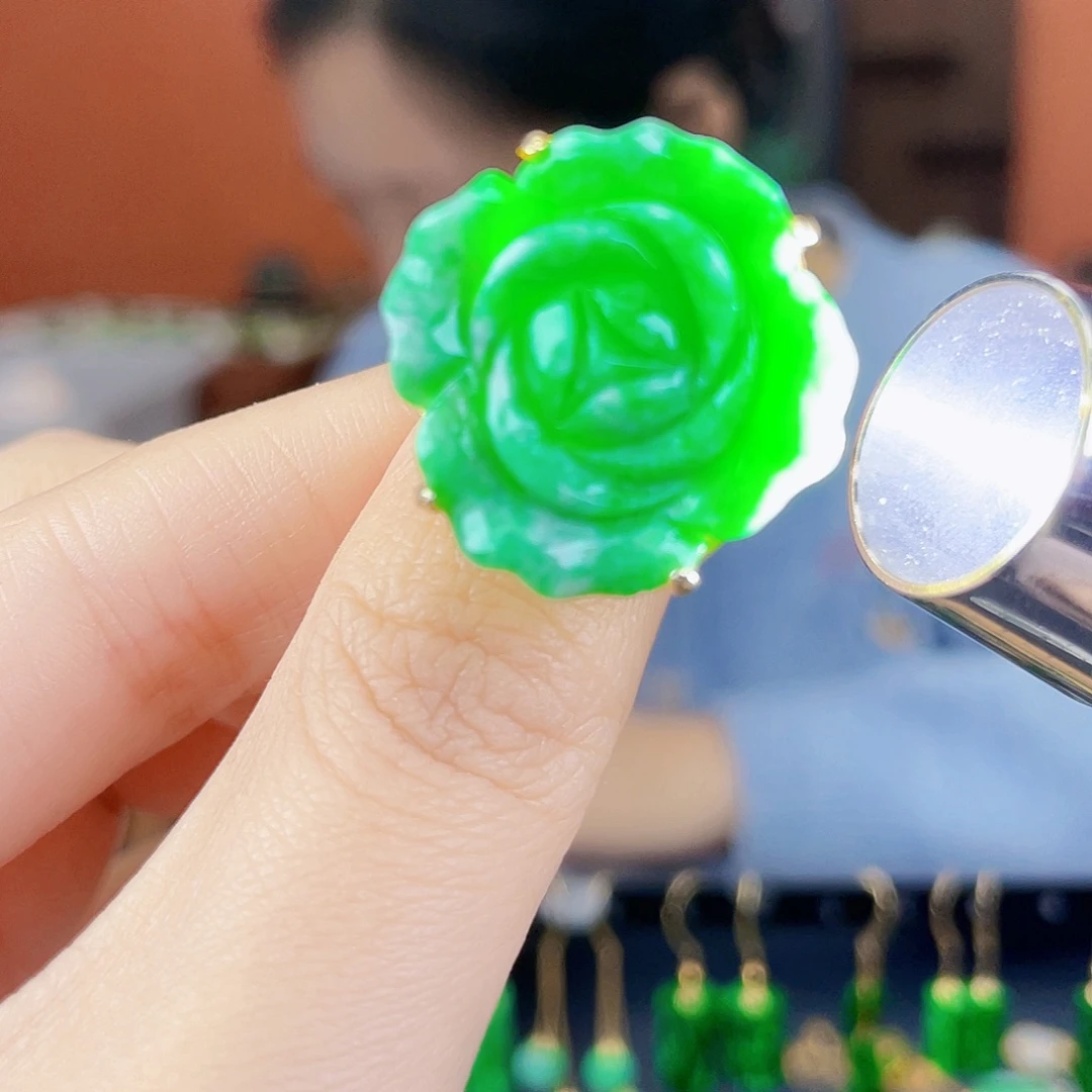 翡翠银S925镶嵌耳饰