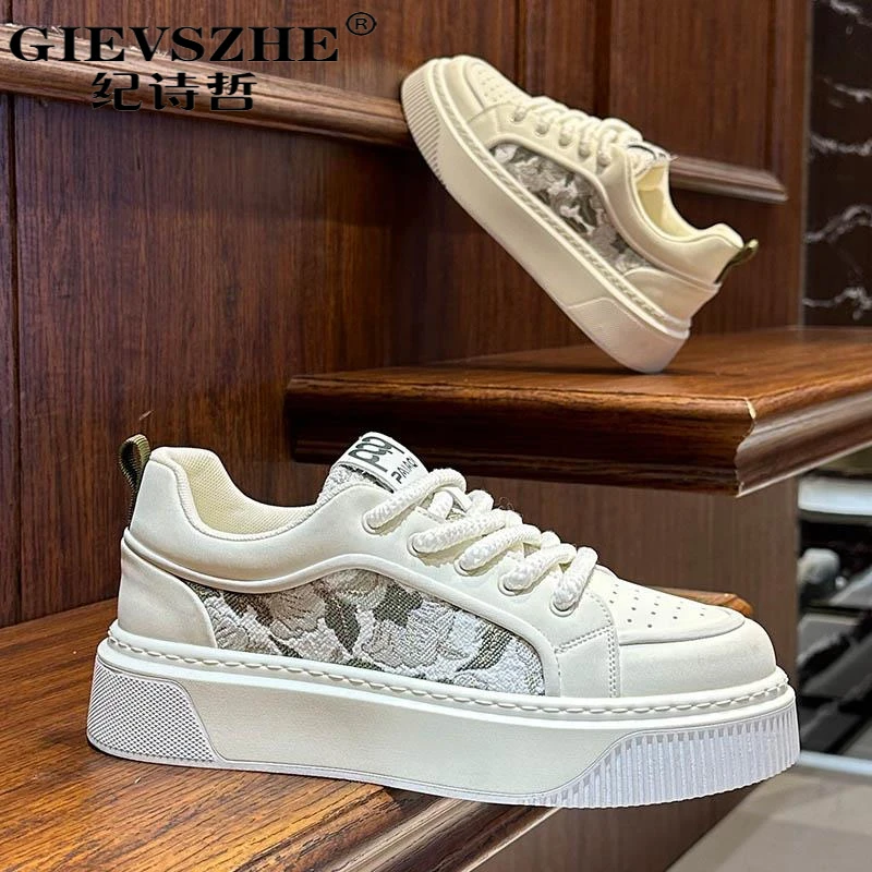 纪诗哲板鞋子男款夏季通勤印花小白鞋轻便时尚休闲鞋一脚蹬运动鞋