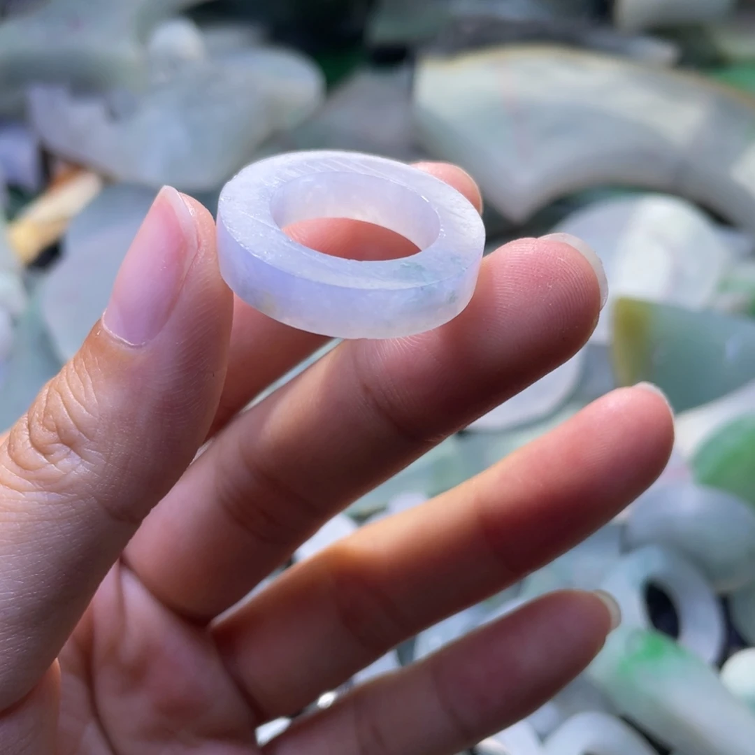 定制翡翠未镶嵌莫奈花园紫色戒指