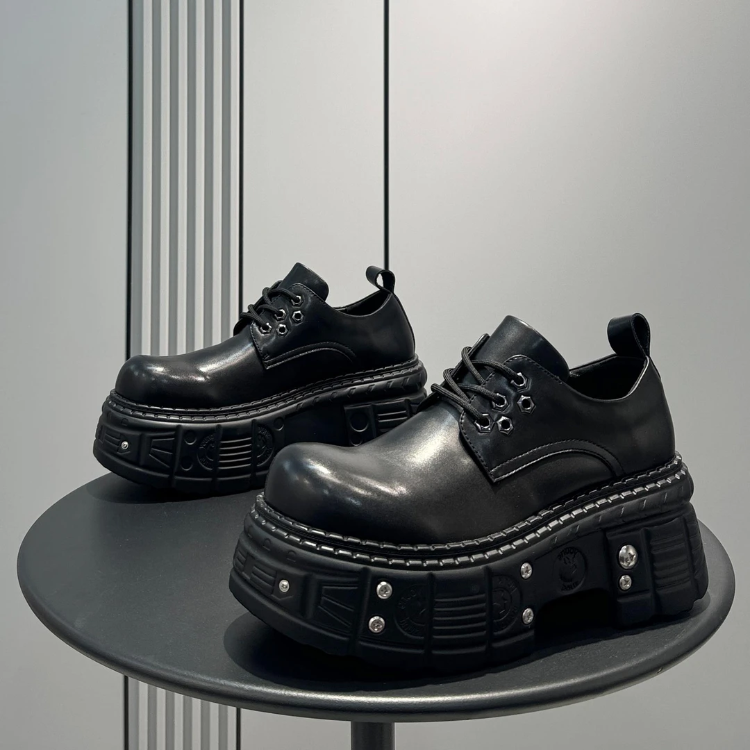 【香港HAOHONG国际馆】9cm厚底内增高男鞋2025春夏新款潮牌小皮鞋