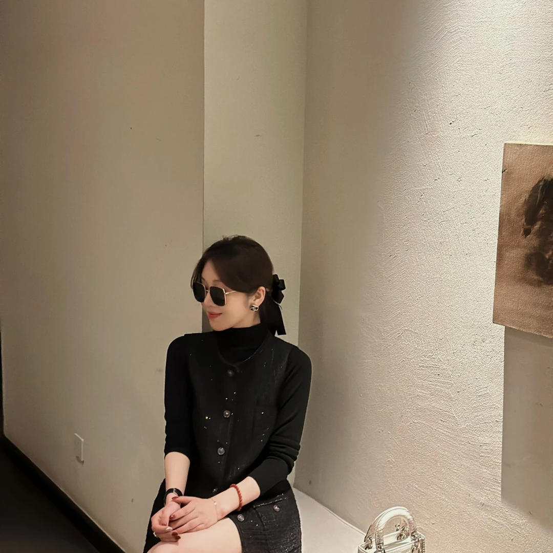 syna邂逅 单排扣无袖亮片马甲