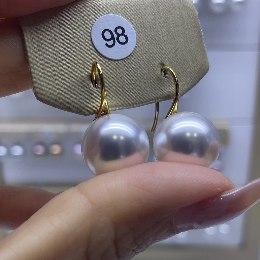 耳饰银S925镶嵌淡水珍珠
