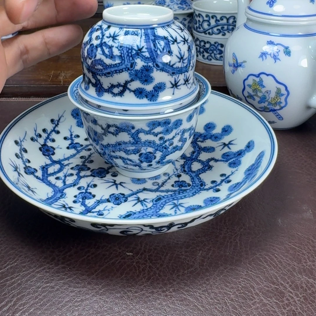 缪***胆瓷片当代景德镇陶瓷手绘茶具