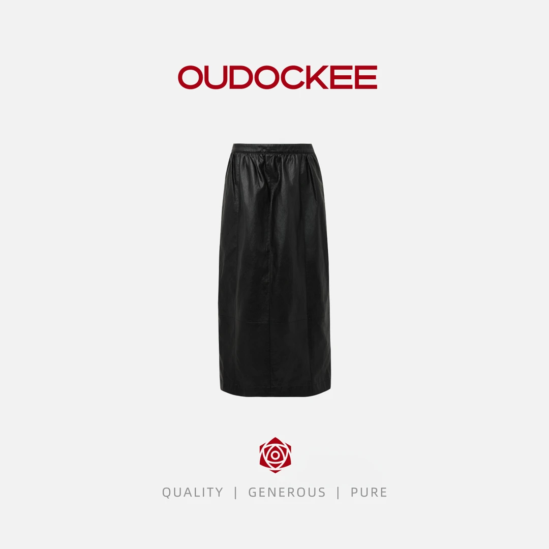 OUDOCKEE 鸥鸥【棉】皮裙 高级感百搭A字半身裙 BACAA625T