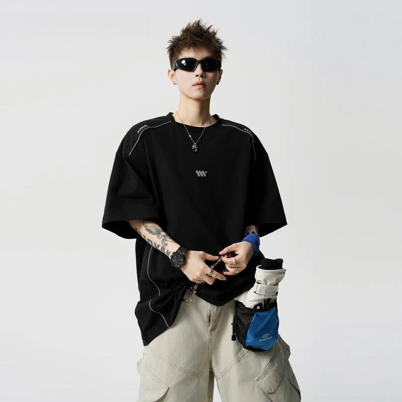 美式索罗娜凉感短袖T恤男2025夏季新款宽松休闲防晒运动速干半袖