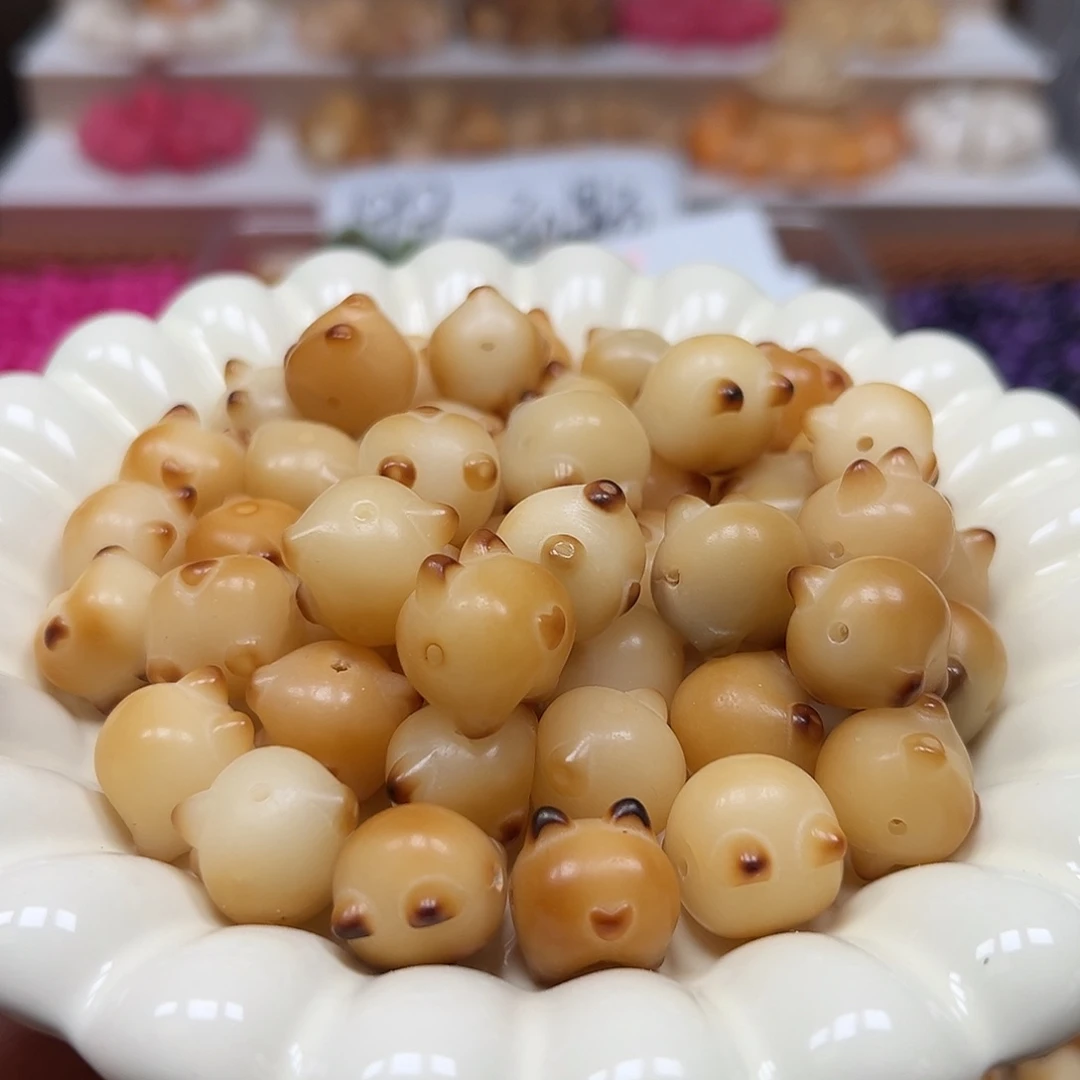 菩提根/象牙果手串瑕疵卡15炭烧柯基屁屁20颗有裂