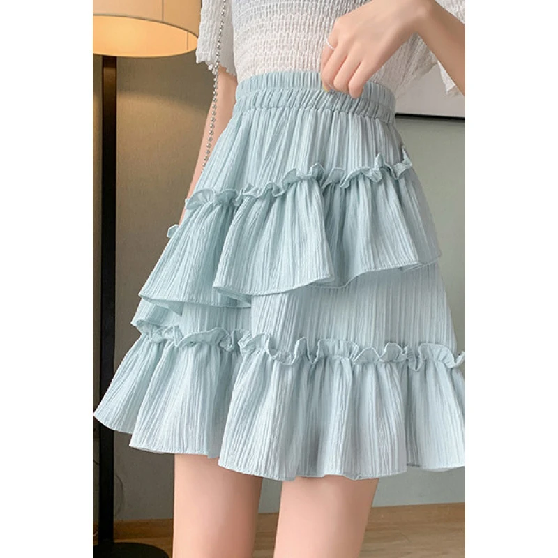 设计感蛋糕裙女夏季2025年日系新款显瘦高腰a字短裙百搭半身裙子