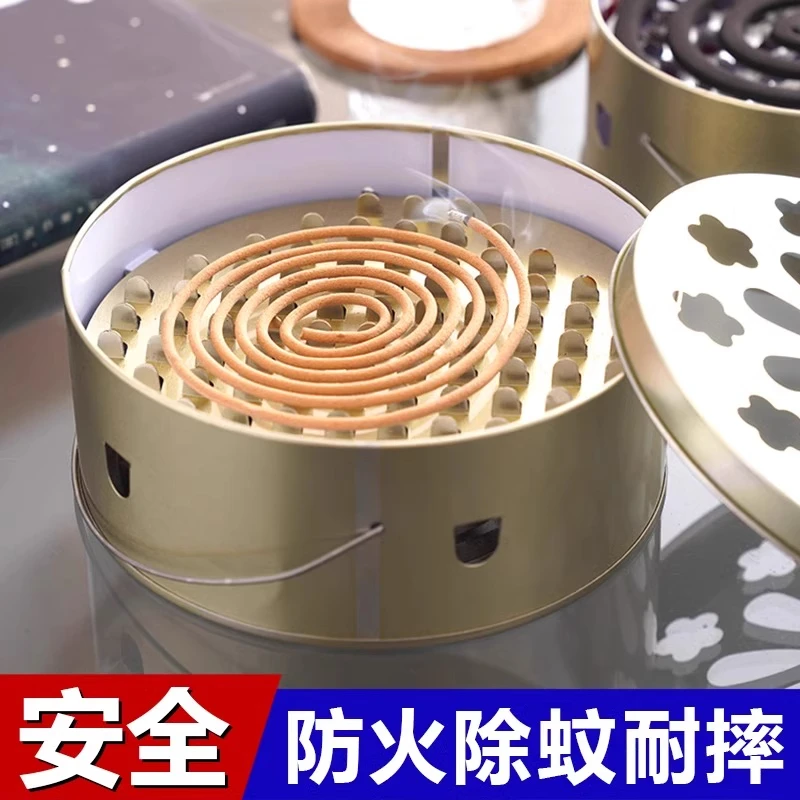 不锈钢蚊香盘托盘家用防火防烫蚊香盒带盖安全户外创意接灰蚊香炉