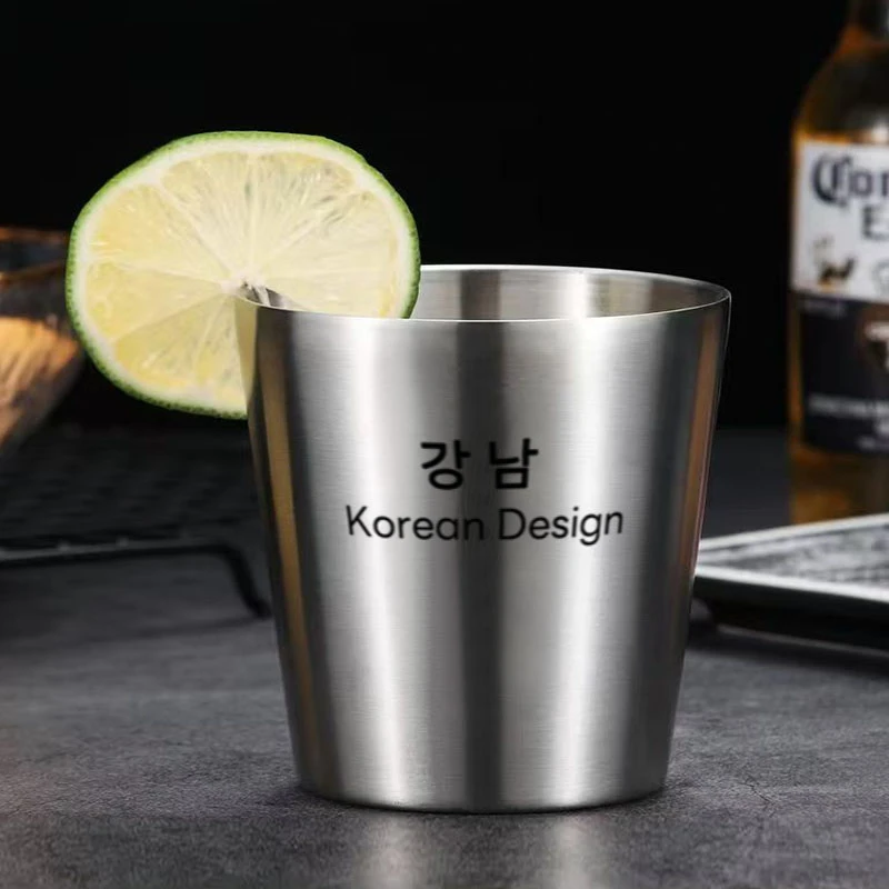 江楠강남韩式纯304不锈钢水杯双层防烫杯水杯酒杯办公杯咖啡小口杯