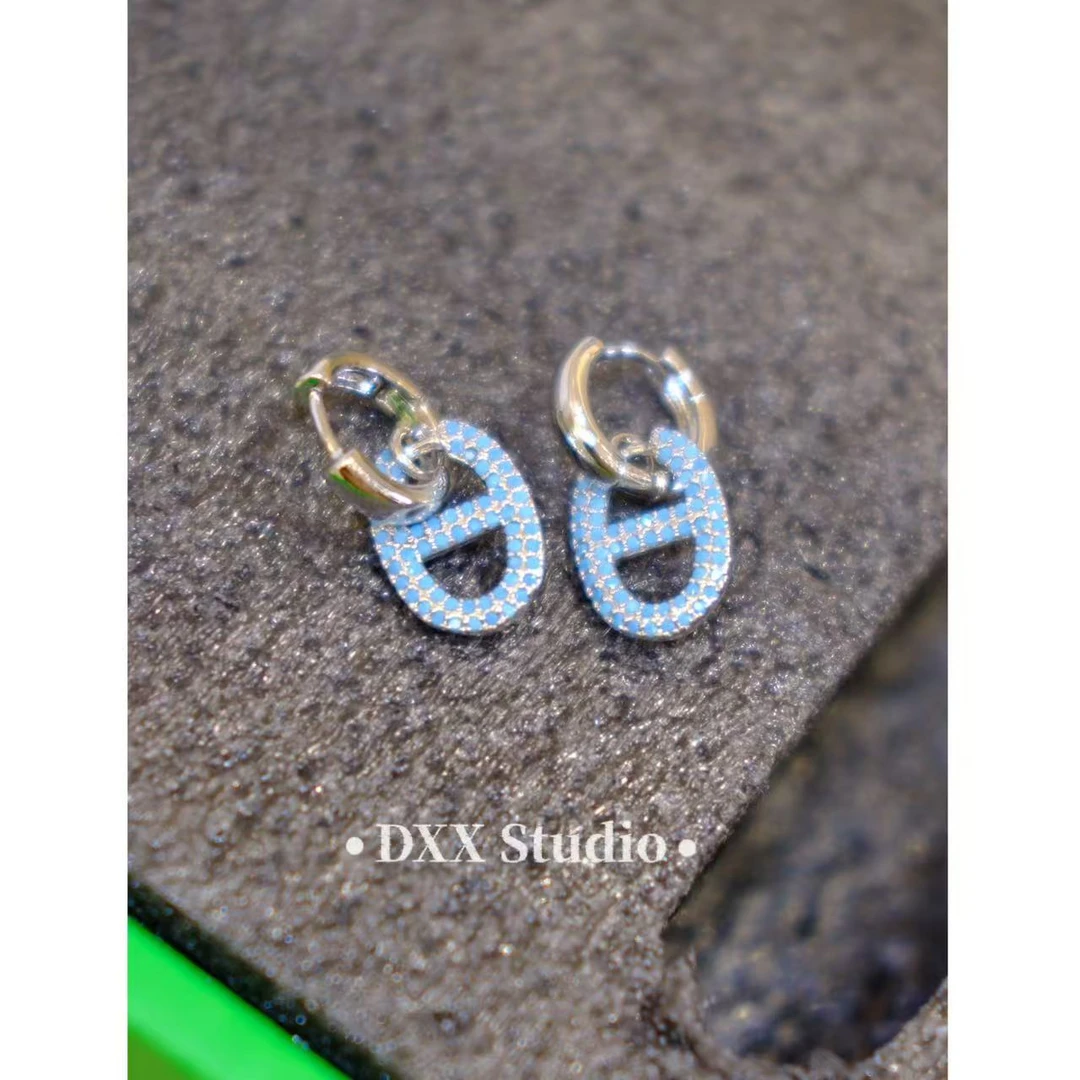 铜合金锆石耳饰 小众设计百搭蓝色系耳饰46493