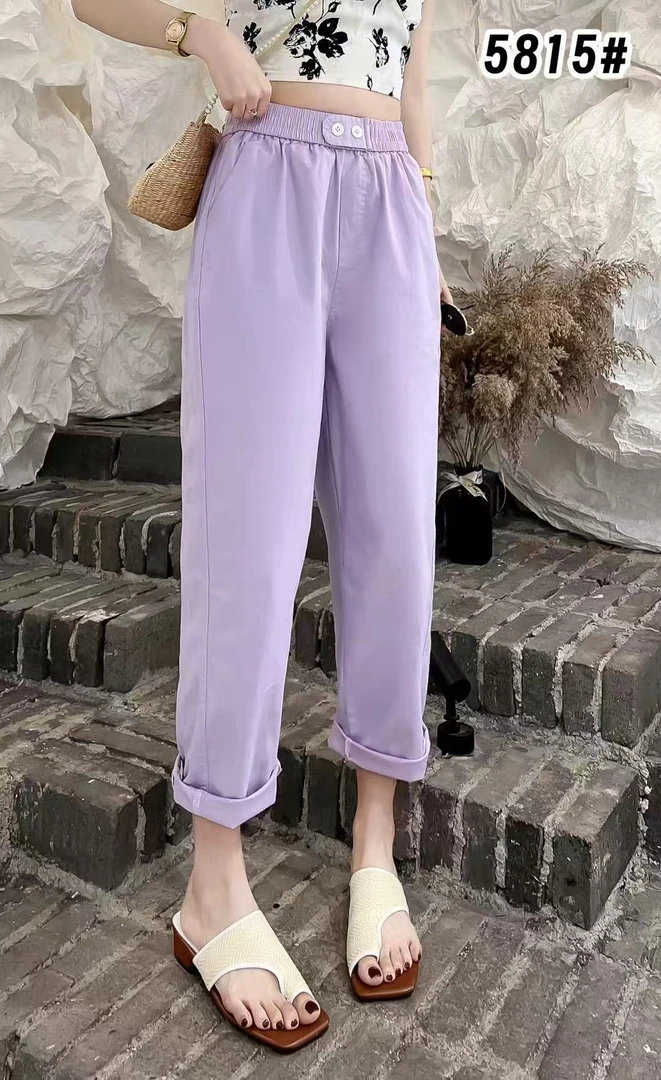 （小娜家）新款高腰显瘦纽扣设计感牛仔棉布裤95815