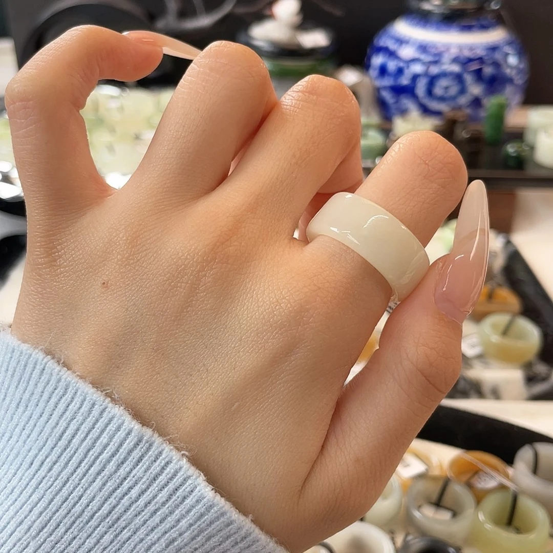 和田玉未镶嵌戒指c20 白玉直切18.5 不退换