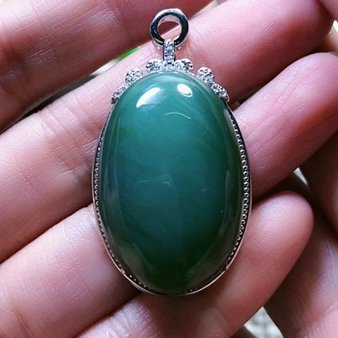 和田玉挂件银S925镶嵌