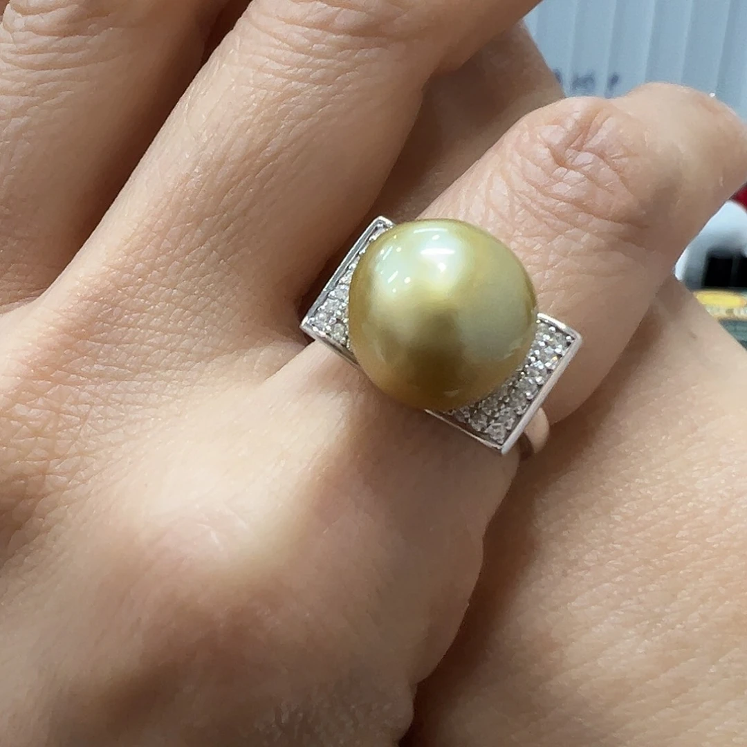 海水珍珠戒指银S925镶嵌