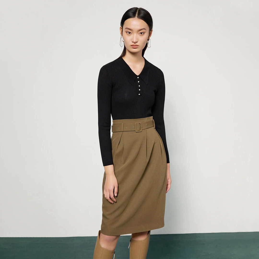 【九月专属】高级感莱赛尔天丝针织衫女秋季时尚翻领修身套头衫