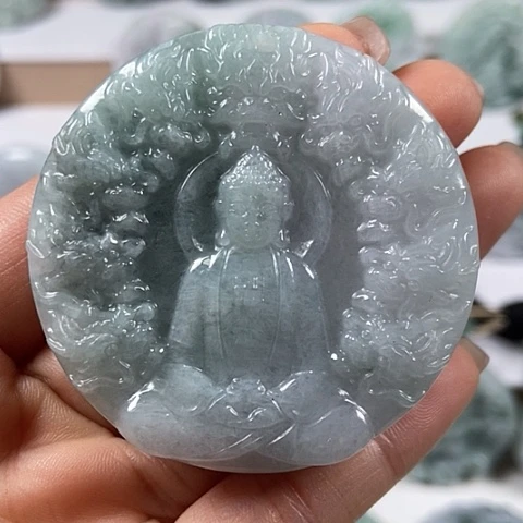 翡翠颈饰未镶嵌九龙大日如来两面工福利