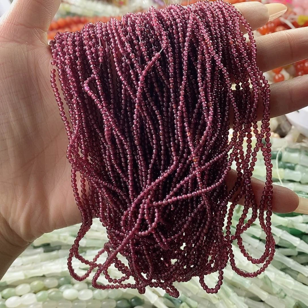 玛瑙/玉髓珠宝半成品未镶嵌2mm一条天然石榴石