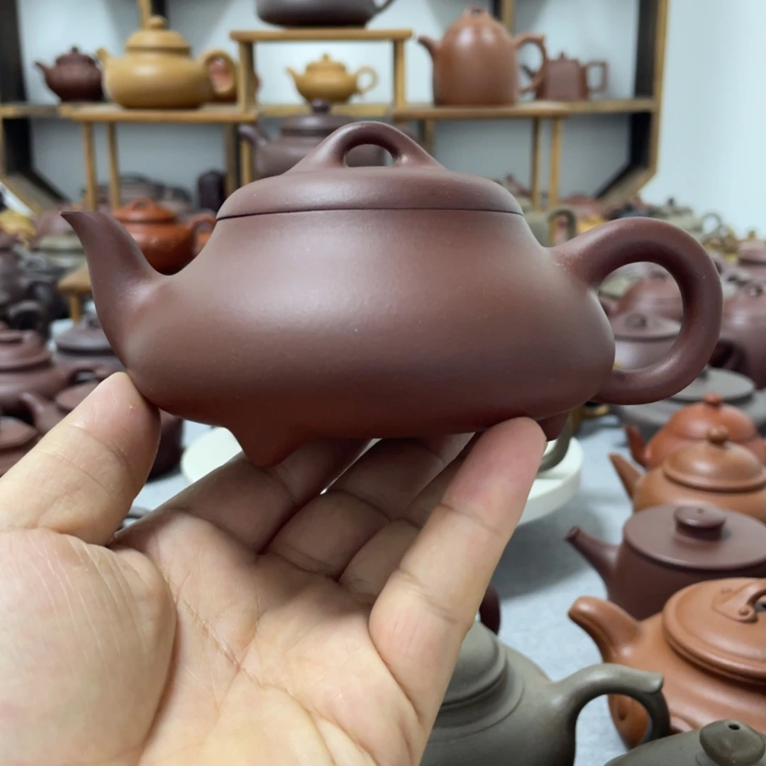 紫砂茶壶红皮龙汉棠石瓢