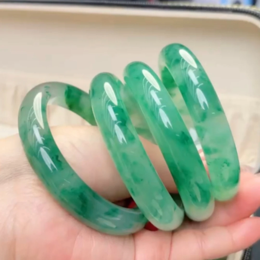 非洲翠冰飘花手镯天然玉石独龙玉A货玉镯(多样性发货 拍一发一）