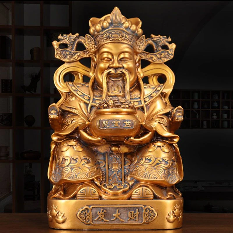 鎏金铜文财神发大财财源广进摆件店铺开业送礼