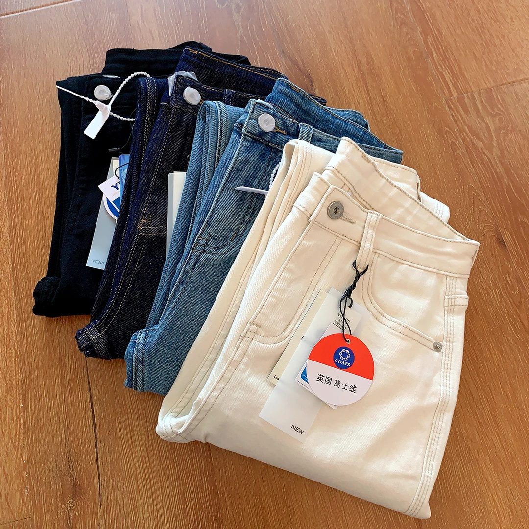 王牌归来~四色法棍裤2024春夏复古牛仔裤女小个子显瘦直筒烟管裤