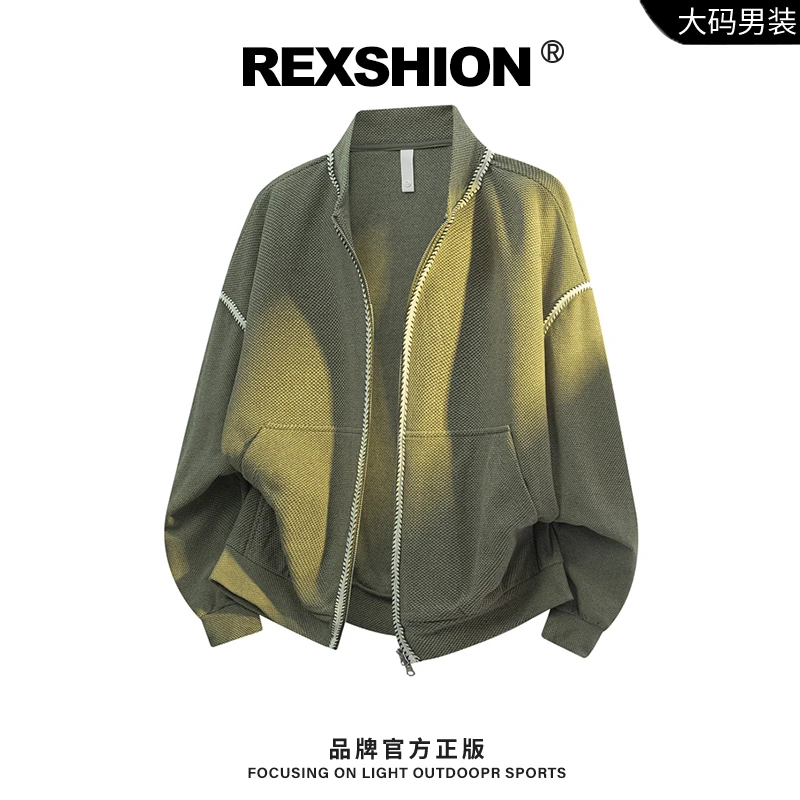REXSHION2025秋季新款美式慵懒分潮流休闲宽松外套男立领拉链夹克
