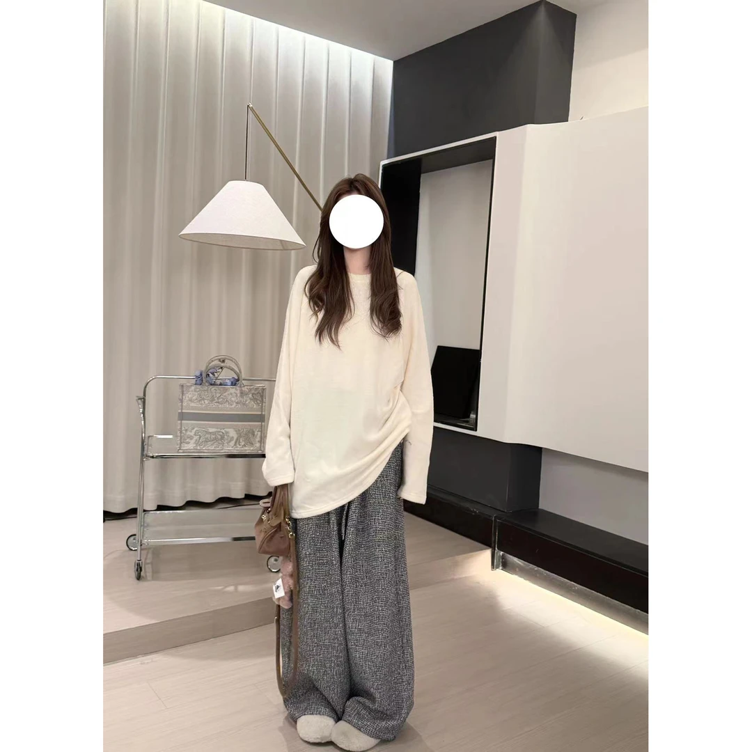 Ssman【彩纱裤】高腰针织百搭宽松秋冬休闲时尚韩版