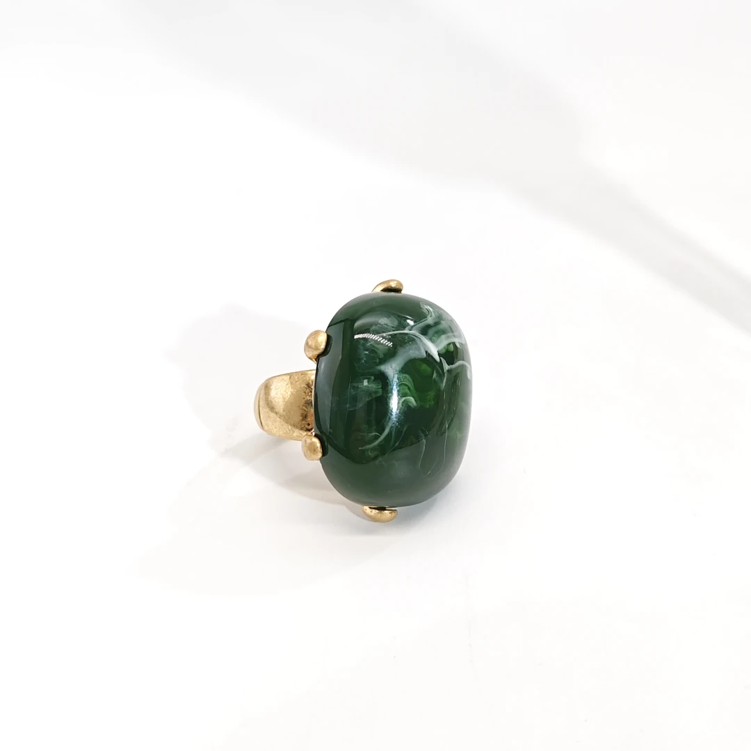 铜合金树脂戒指 08184高级时尚晕染椭圆个性戒指