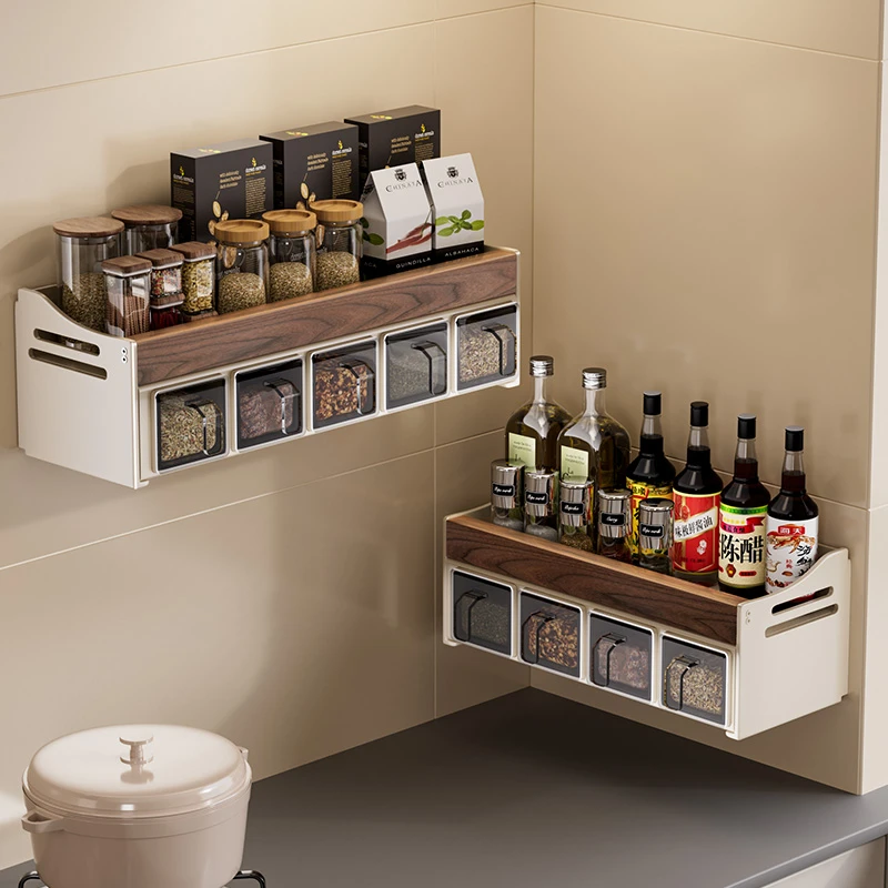 家用厨房多功能调料架高端壁挂式墙上台面调味品收纳悬空置物架