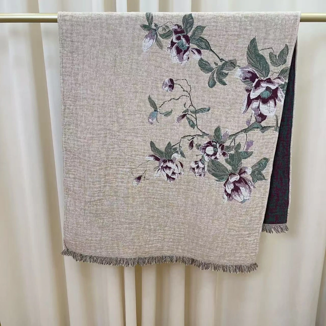 【玉兰花开】75*160cm高端100%纯棉柔软吸水沙发垫披肩洗澡流苏浴巾