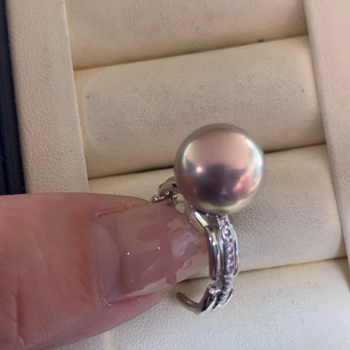 银S925镶嵌戒指淡水珍珠