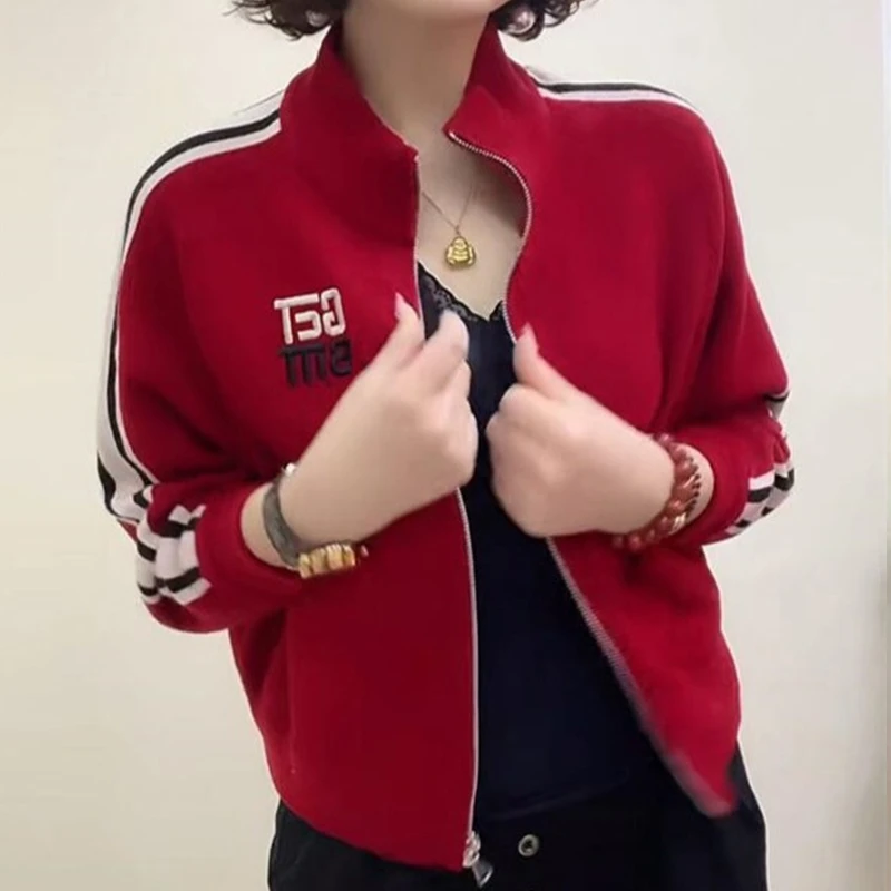 时尚休闲短款外套女士2025春秋新款韩版立领拉链开衫百搭长袖上衣