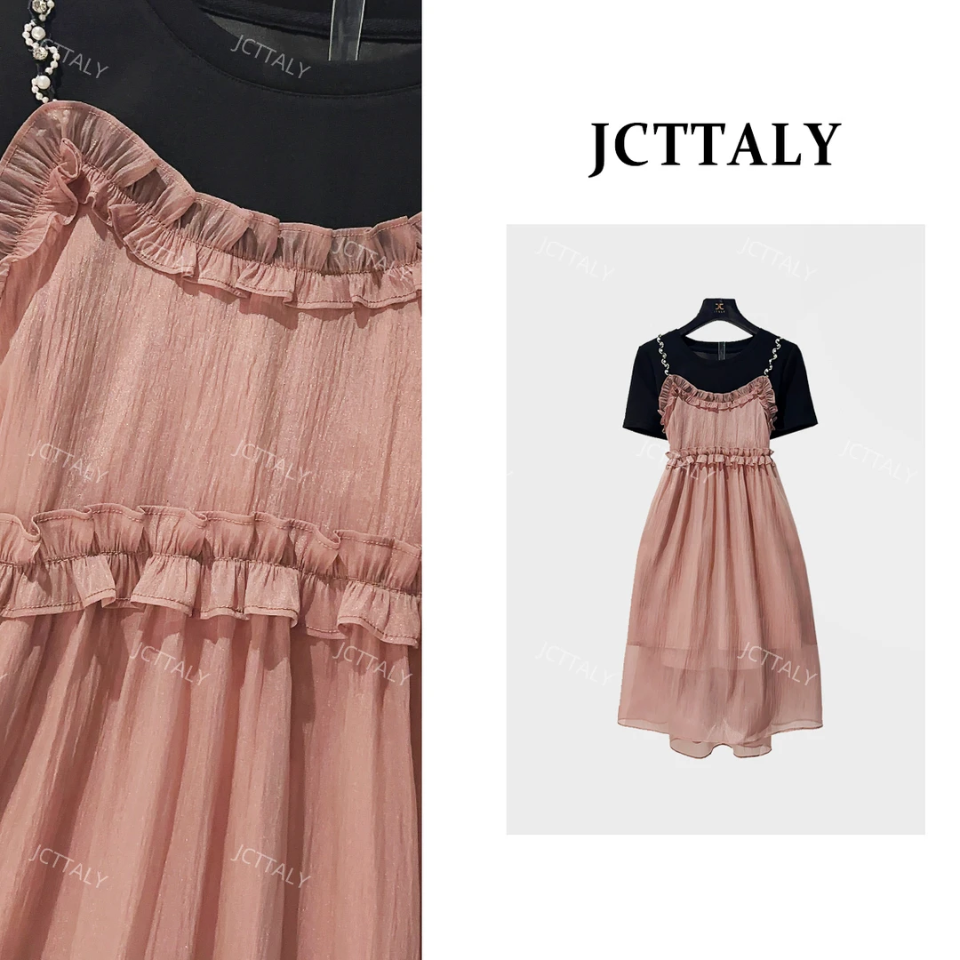 【Linda】【58】显瘦时尚减龄假两件中长款收腰连衣裙JC-A3195