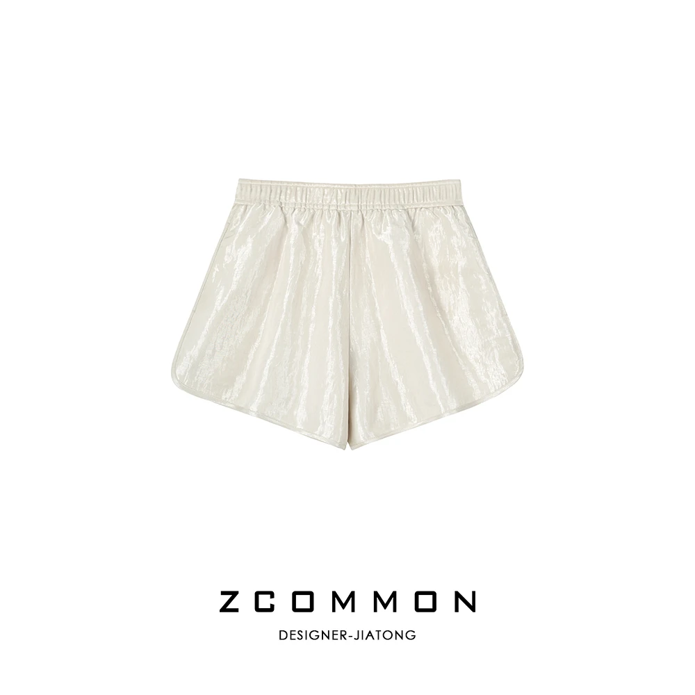 Z common韩版时尚三醋短裤宽松显瘦纯色百搭休闲阔腿短裤2407063
