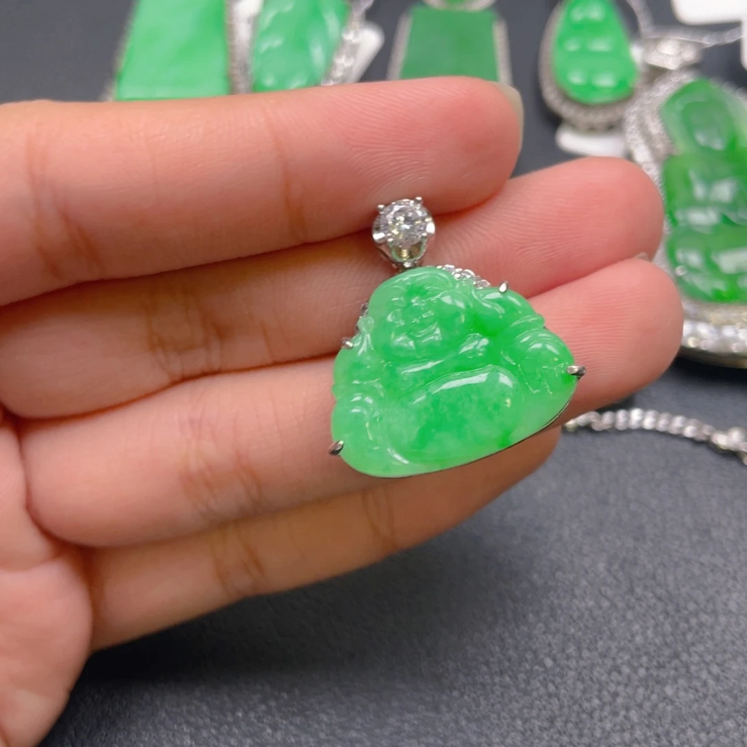 翡翠银S925镶嵌吊坠(不含链)