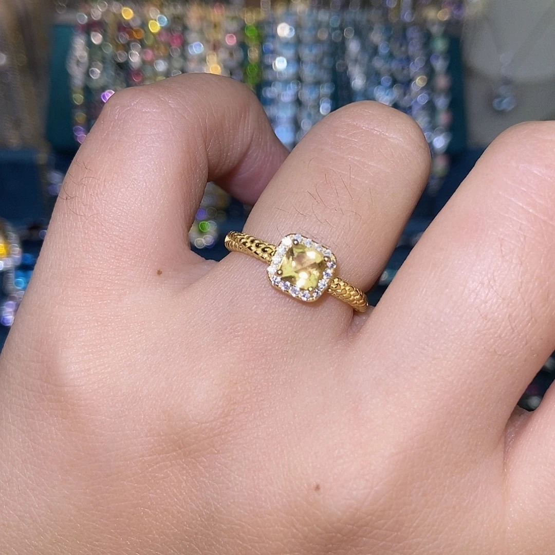 戒指银S925镶嵌黄晶