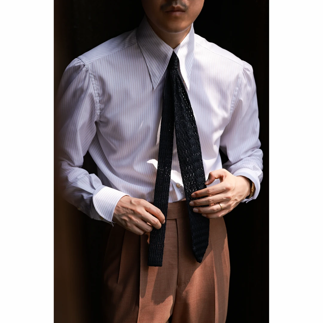 UGENTLE男装品牌「布达佩斯彩条」意式教父领 老钱风绅士手工衬衫